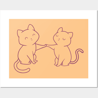 TWO KITTENS purple lineart Posters and Art